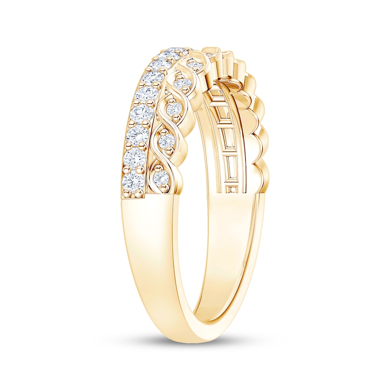 Main Image 2 of Now + Forever Diamond Scalloped Two-Row Anniversary Ring 3/8 ct tw 10K Yellow Gold