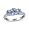 Thumbnail Image 1 of Oval-Cut Aquamarine & Diamond Accent Three-Stone Ring Sterling Silver