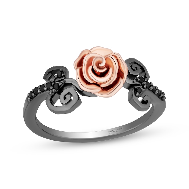 Main Image 1 of Disney Treasures The Nightmare Before Christmas Black Diamond Rose Ring 1/10 ct tw Sterling Silver & 10K Rose Gold