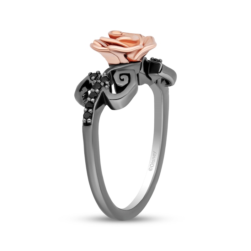 Main Image 2 of Disney Treasures The Nightmare Before Christmas Black Diamond Rose Ring 1/10 ct tw Sterling Silver & 10K Rose Gold