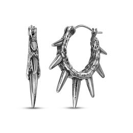 Men's Spiked & Hammered Hoop Earrings Stainless Steel