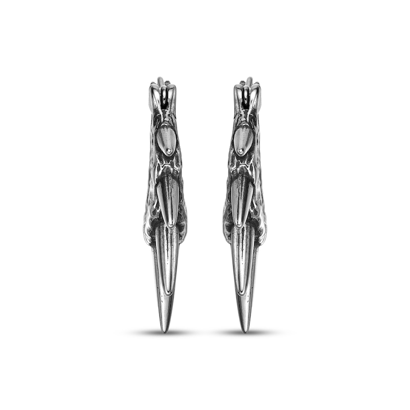 Main Image 2 of Men's Spiked & Hammered Hoop Earrings Stainless Steel