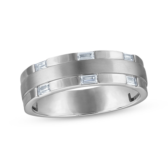 Now + Forever Men's Baguette-Cut Diamond Wedding Band 1/4 ct tw 10K White Gold