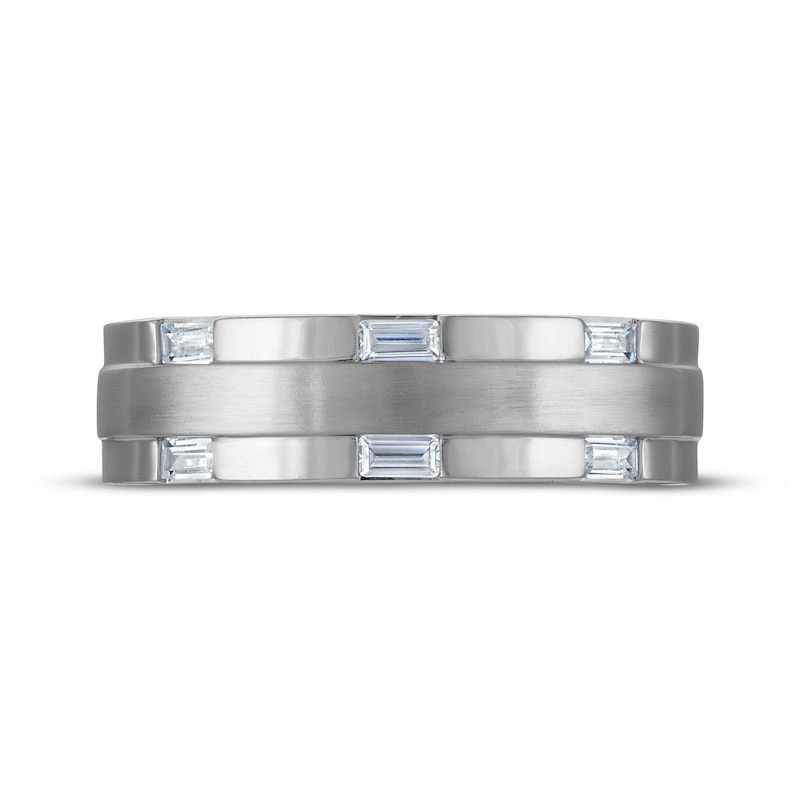 Main Image 3 of Now + Forever Men's Baguette-Cut Diamond Wedding Band 1/4 ct tw 10K White Gold