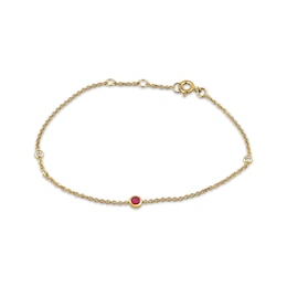 STUDIO BY KAY Lab-Created Ruby & White Lab-Created Sapphire Bezel-Set Bracelet 24K Yellow Gold Vermeil Sterling Silver 7.5"