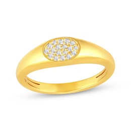 STUDIO BY KAY Diamond Signet Ring 1/10 ct tw 24K Yellow Gold Vermeil Sterling Silver