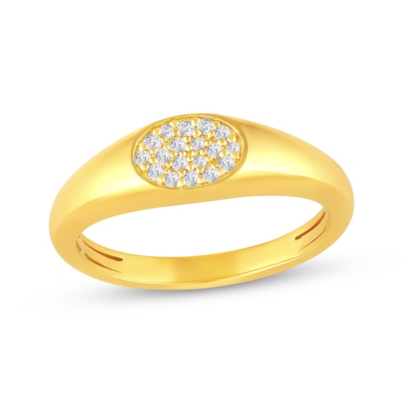STUDIO BY KAY Diamond Signet Ring 1/10 ct tw 24K Yellow Gold Vermeil Sterling Silver