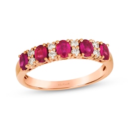 Le Vian Oval-Cut Ruby Ring 1/6 ct tw Diamonds 14K Strawberry Gold