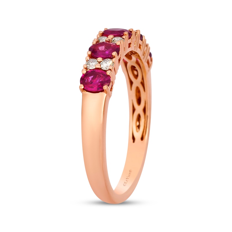 Main Image 2 of Le Vian Oval-Cut Ruby Ring 1/6 ct tw Diamonds 14K Strawberry Gold