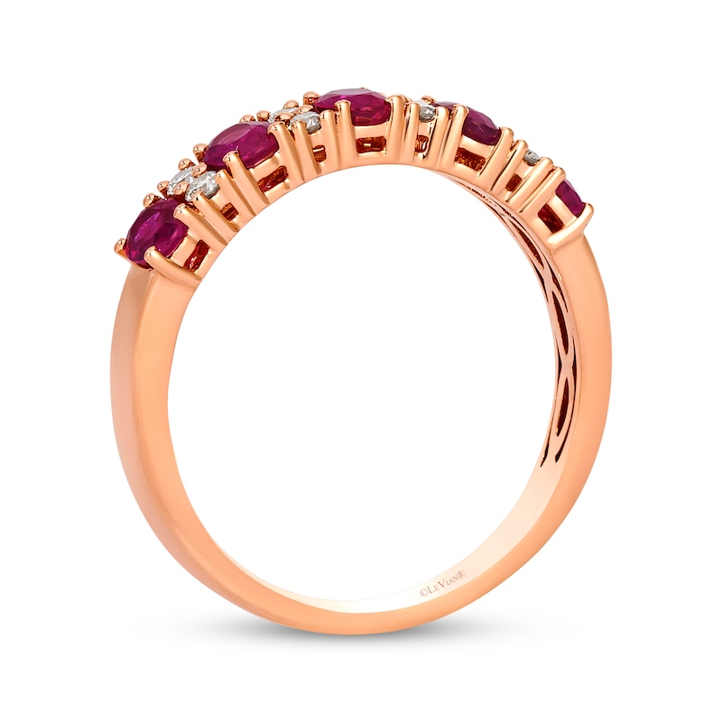 Main Image 3 of Le Vian Oval-Cut Ruby Ring 1/6 ct tw Diamonds 14K Strawberry Gold