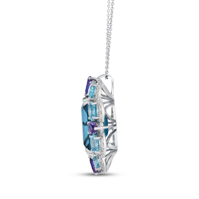 Main Image 2 of Le Vian Blue Topaz & Amethyst Necklace 1/4 ct tw Diamonds 14K Vanilla Gold 20"