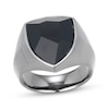 Thumbnail Image 1 of Men's Shield-Cut Black Agate Ring Stainless Steel