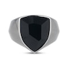 Thumbnail Image 3 of Men's Shield-Cut Black Agate Ring Stainless Steel