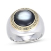 Thumbnail Image 1 of Men's Gray Mother-of-Pearl Signet-Style Ring Sterling Silver & 10K Yellow Gold