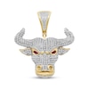 Thumbnail Image 1 of Men's Diamond & Lab-Created Ruby Bull Head Charm 3/4 ct tw 10K Yellow Gold