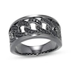 Thumbnail Image 1 of Men's Black Diamond Curb Link Ring 3/8 ct tw Stainless Steel