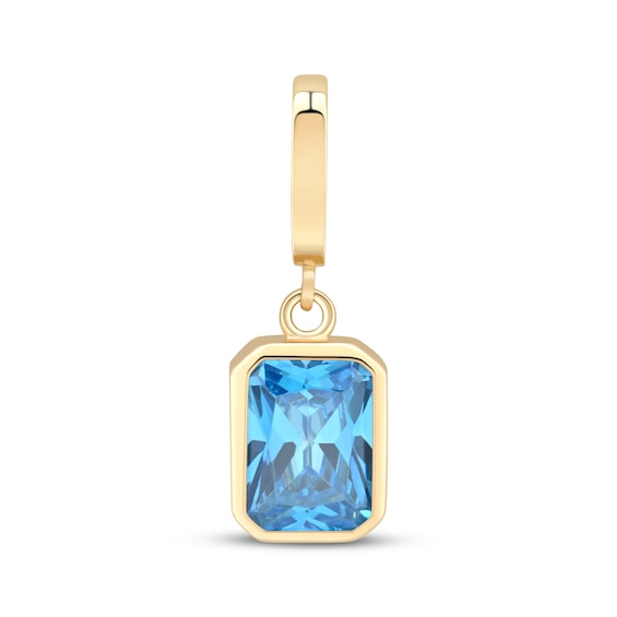 Charmed Memories Emerald-Cut Blue Cubic Zirconia Charm 10K Yellow Gold