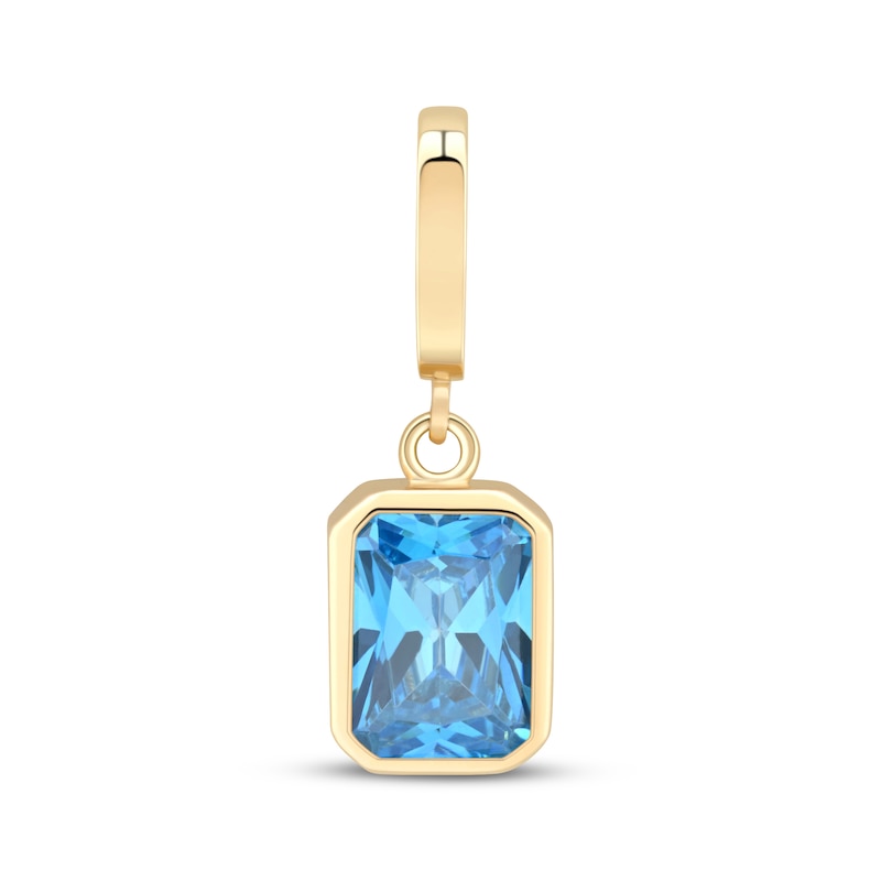 Main Image 1 of Charmed Memories Emerald-Cut Blue Cubic Zirconia Charm 10K Yellow Gold