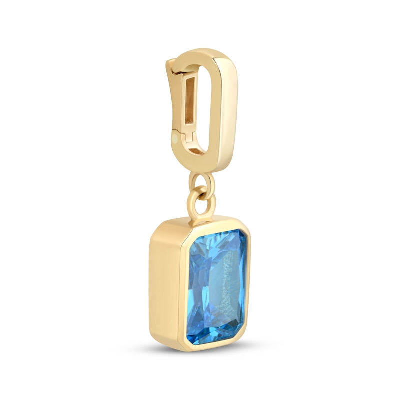 Main Image 2 of Charmed Memories Emerald-Cut Blue Cubic Zirconia Charm 10K Yellow Gold