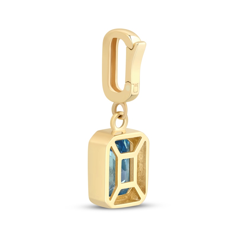 Main Image 3 of Charmed Memories Emerald-Cut Blue Cubic Zirconia Charm 10K Yellow Gold