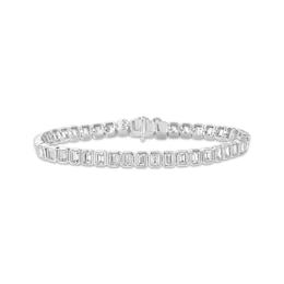 KAY Lab-Grown Diamonds Men's Emerald-Cut Bezel-Set Tennis Bracelet 7-3/4 ct tw Sterling Silver 8.47"