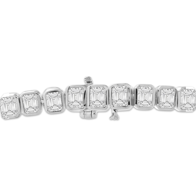 Main Image 2 of KAY Lab-Grown Diamonds Men's Emerald-Cut Bezel-Set Tennis Bracelet 7-3/4 ct tw Sterling Silver 8.47"