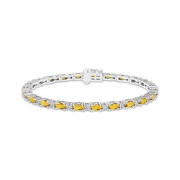 Oval-Cut Citrine & White Lab-Created Sapphire Link Bracelet Sterling Silver 7.25"