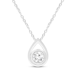 KAY Lab-Grown Diamonds Round-Cut Solitaire Pear-Shaped Frame Necklace 1/3 ct tw Sterling Silver 18" (F/SI2)