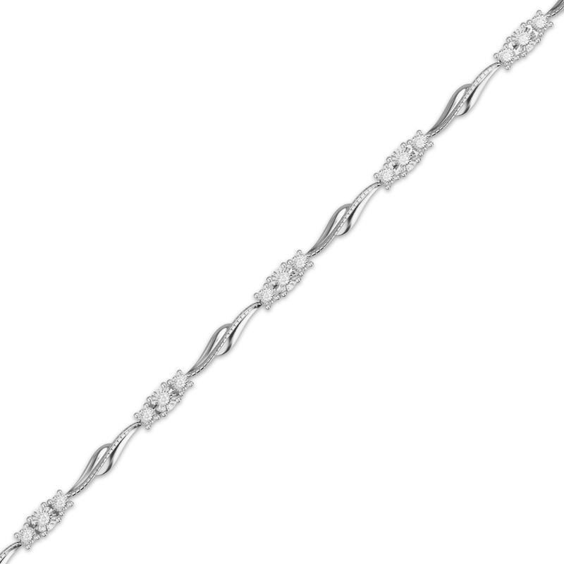 Main Image 2 of Diamond Wave Link Bracelet 1/10 ct tw Sterling Silver 7.25"