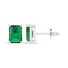 Thumbnail Image 1 of Octagon-Cut Lab-Created Emerald Solitaire Stud Earrings Sterling Silver