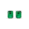 Thumbnail Image 2 of Octagon-Cut Lab-Created Emerald Solitaire Stud Earrings Sterling Silver