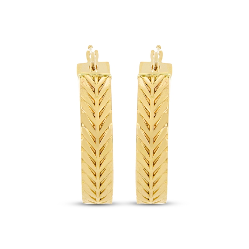 Main Image 2 of Textured Hoop Earrings Hollow 10K Yellow Gold