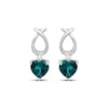Thumbnail Image 2 of Heart-Shaped Lab-Created Emerald & Lab-Grown Diamond Accent Drop Earrings Sterling Silver