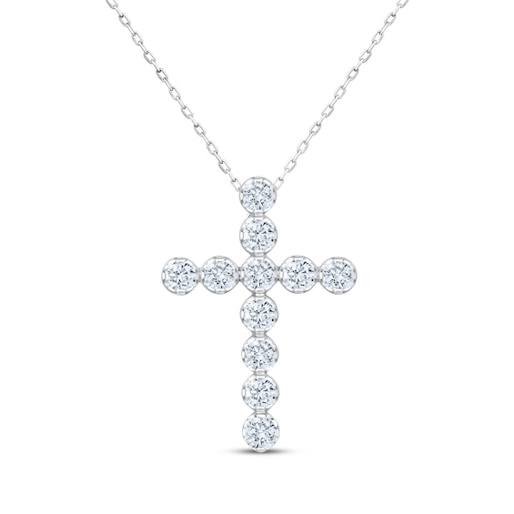 KAY Signature Collection Lab-Grown Diamond Cross Necklace 2 ct tw 10K White Gold 18"