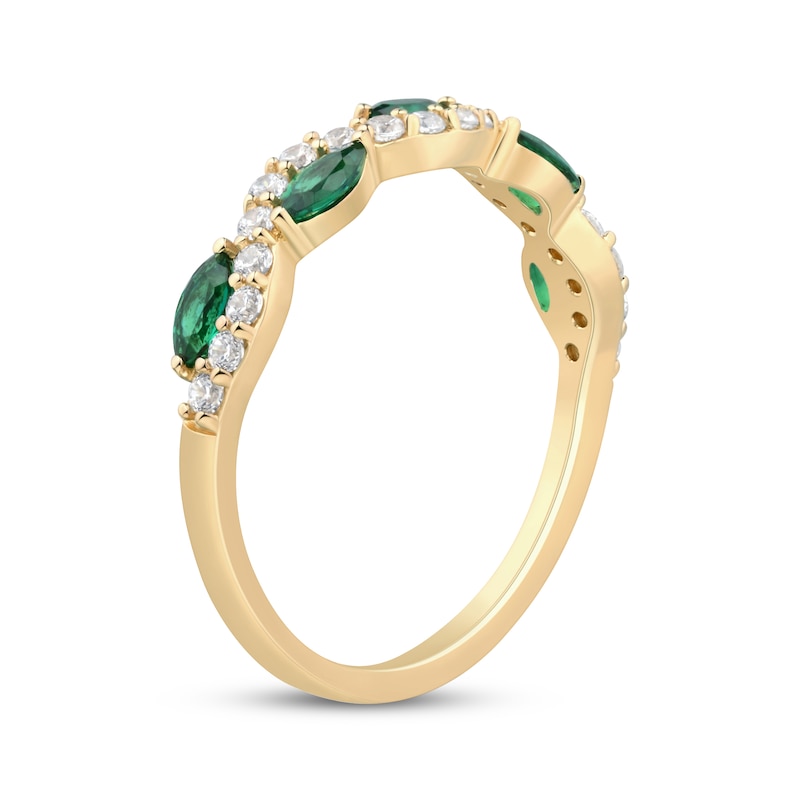 Main Image 2 of Now + Forever Marquise-Cut Emerald & Diamond Anniversary Ring 1/4 ct tw 10K Yellow Gold