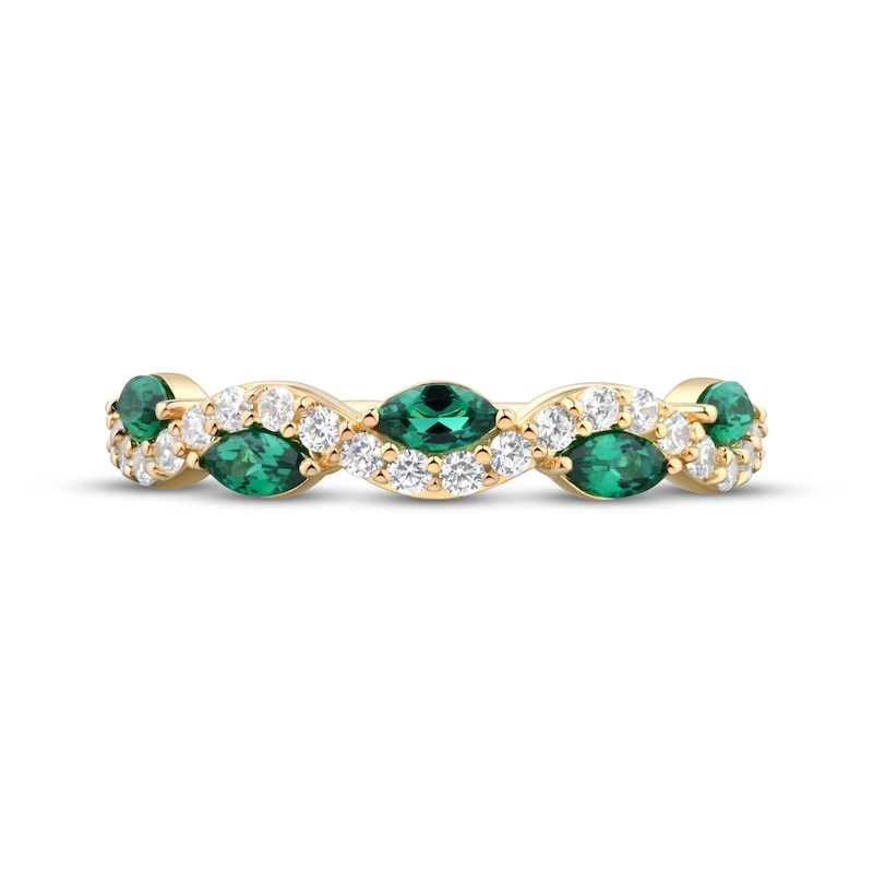 Main Image 3 of Now + Forever Marquise-Cut Emerald & Diamond Anniversary Ring 1/4 ct tw 10K Yellow Gold