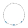 Thumbnail Image 1 of Baguette-Cut Swiss Blue Topaz Station Paperclip Chain Bracelet Sterling Silver 7.25"