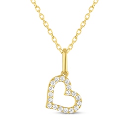 KAY Signature Collection Lab-Grown Diamond Tilted Mini Heart Necklace 1/8 ct tw 18K Yellow Gold-Plated Sterling Silver 18"