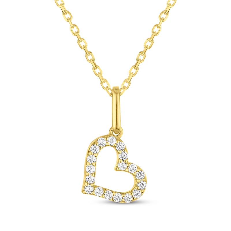 Main Image 1 of KAY Signature Collection Lab-Grown Diamond Tilted Mini Heart Necklace 1/8 ct tw 18K Yellow Gold-Plated Sterling Silver 18"