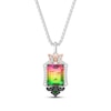 Thumbnail Image 1 of Wicked Octagon-Cut Watermelon Quartz, Green Tourmaline & Lab-Grown Diamond Necklace 1/8 ct tw Sterling Silver & 18K Rose Gold Vermeil Plating 18"