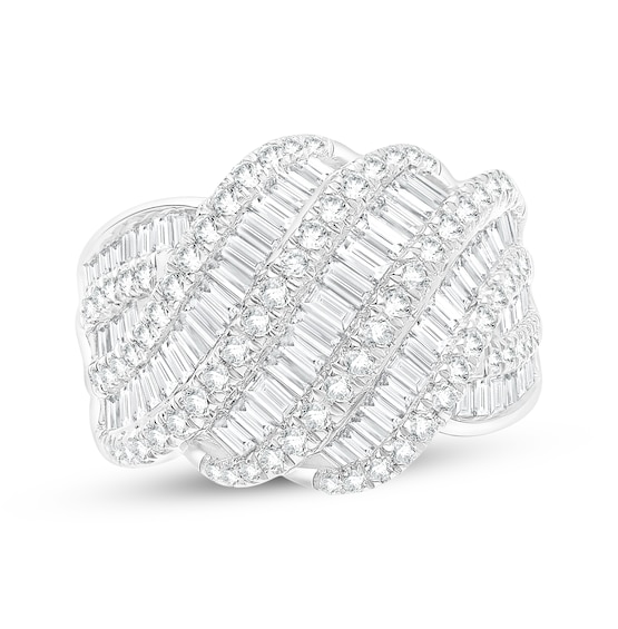 KAY Lab-Grown Diamonds Baguette & Round-Cut Multi-Row Wave Ring 2 ct tw 10K White Gold