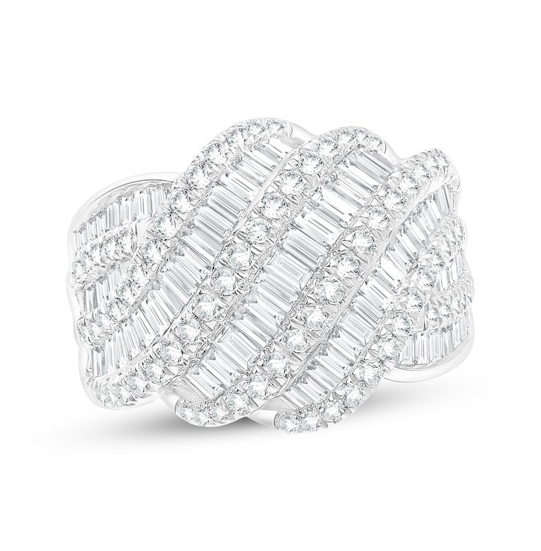 Main Image 1 of KAY Lab-Grown Diamonds Baguette & Round-Cut Multi-Row Wave Ring 2 ct tw 10K White Gold
