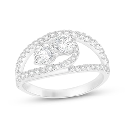 KAY Lab-Grown Diamonds Two-Stone Bypass Fashion Ring 1-1/2 ct tw 10K White Gold
