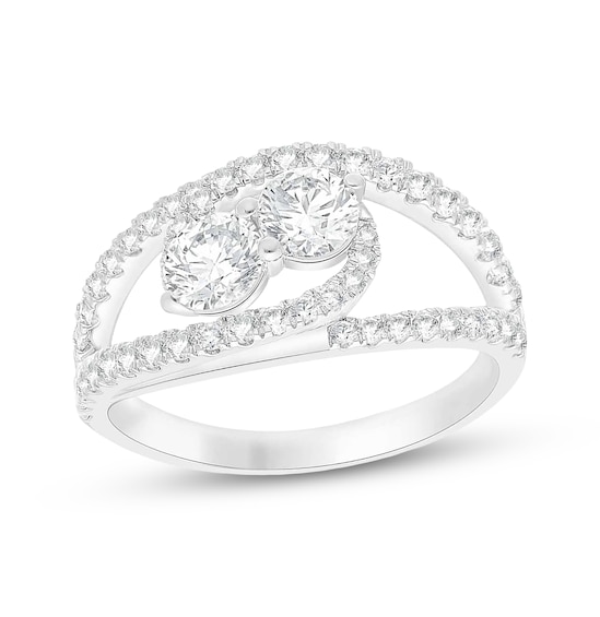 KAY Lab-Grown Diamonds Two-Stone Bypass Fashion Ring 1-1/2 ct tw 10K White Gold