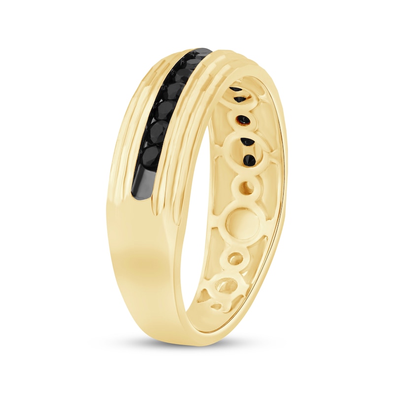 Main Image 2 of Now + Forever Men's Black Diamond Wedding Band 1/2 ct tw 10K Yellow Gold