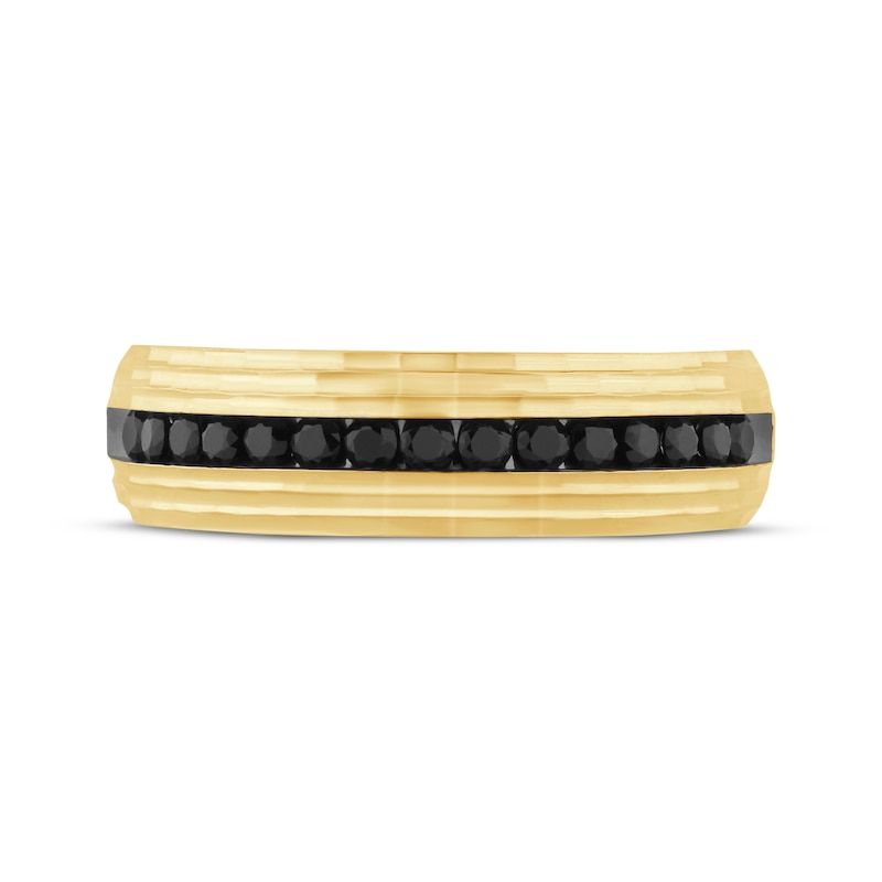 Main Image 3 of Now + Forever Men's Black Diamond Wedding Band 1/2 ct tw 10K Yellow Gold
