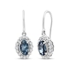 Thumbnail Image 1 of American Blue Sapphire & Diamond Halo Dangle Earrings 1/10 ct tw Sterling Silver