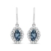 Thumbnail Image 2 of American Blue Sapphire & Diamond Halo Dangle Earrings 1/10 ct tw Sterling Silver