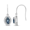 Thumbnail Image 3 of American Blue Sapphire & Diamond Halo Dangle Earrings 1/10 ct tw Sterling Silver