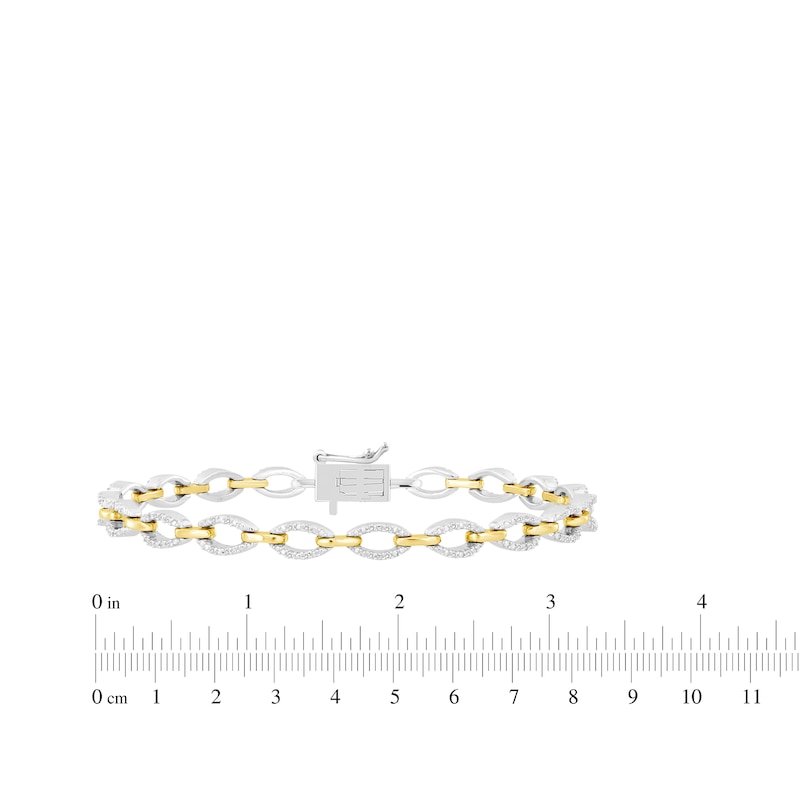Main Image 4 of Linked Always Diamond Oval Chain Link Bracelet 1/6 ct tw Sterling Silver & 10K Yellow Gold 7"